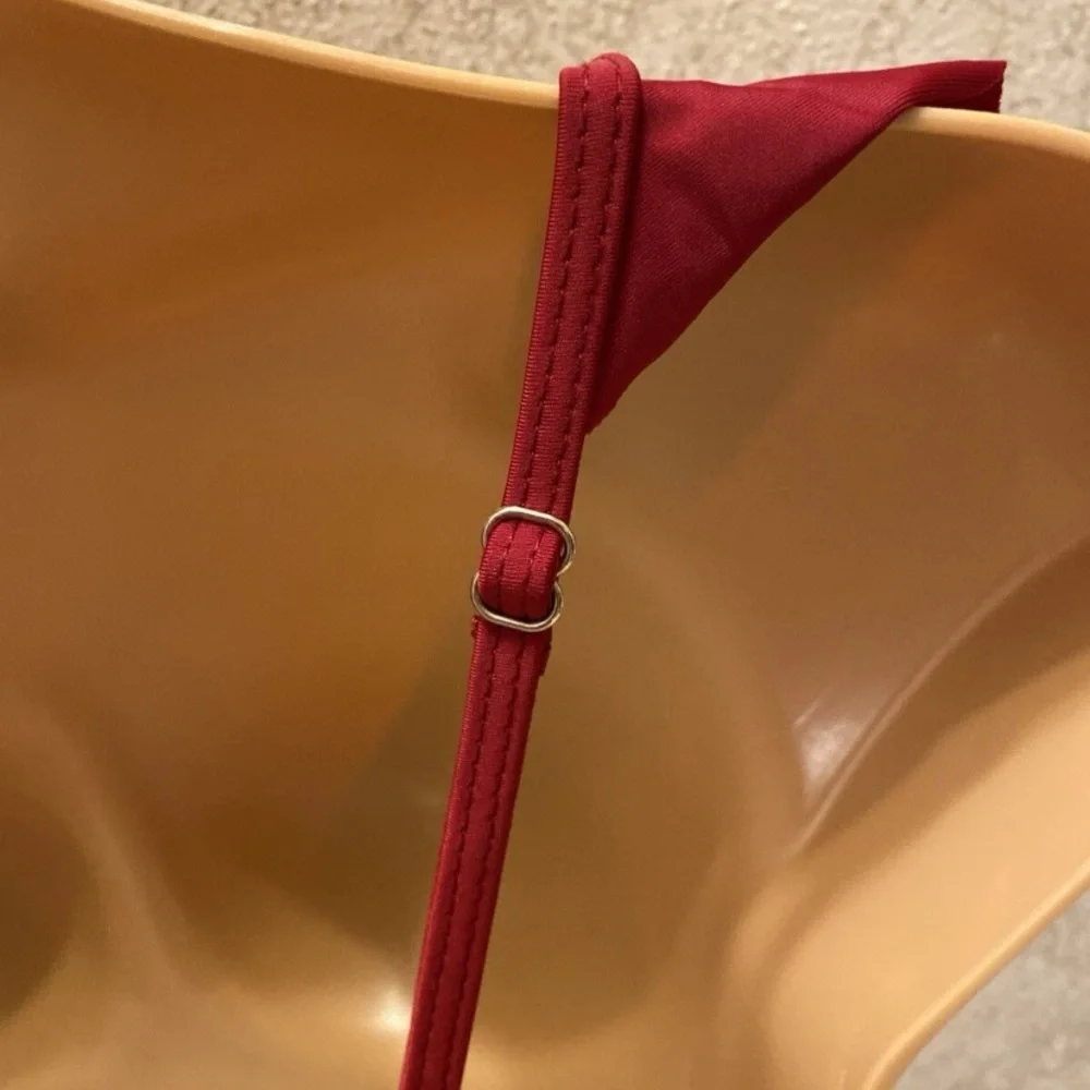 SHEIN Ruffled Dark Red Bikini Top